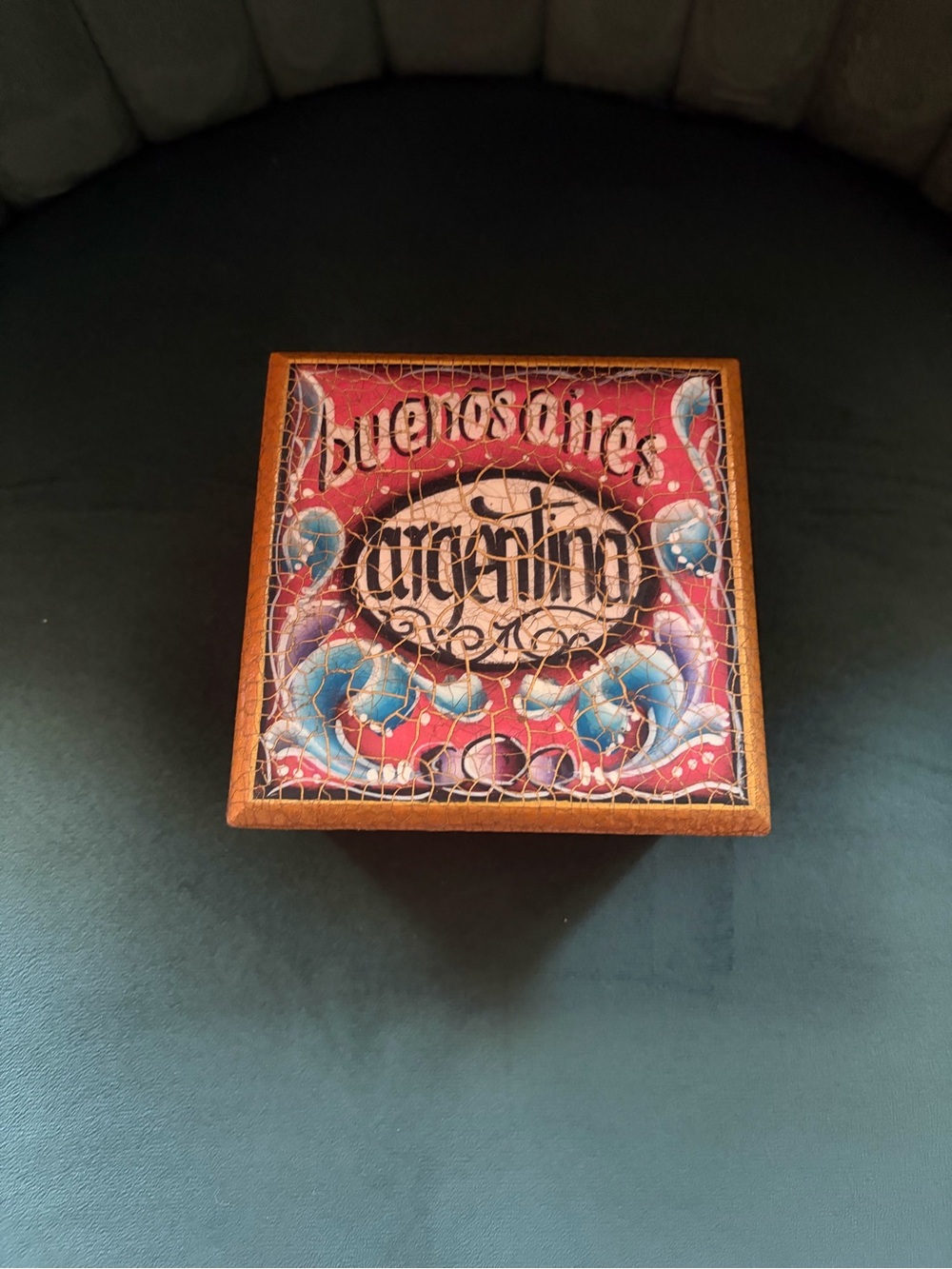 Buenos Aires Hand-Painted Trinket Box - Red & Blue